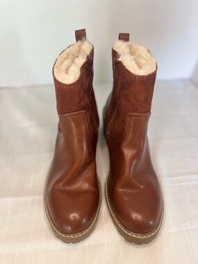 Universal thread. Women's Brown Leather Shearling-Lined Ankle Boots Size 8.5